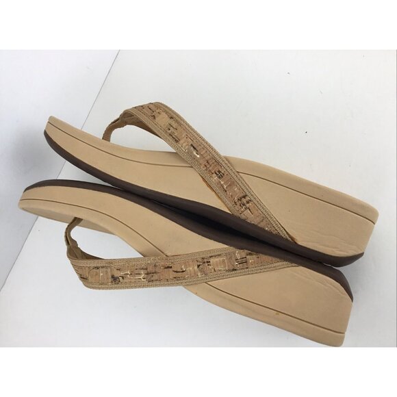Vionic High Tide Sandals TVW4895 Cork/Gold Wedge Flip Flops Size 11W Wide - Picture 7 of 10